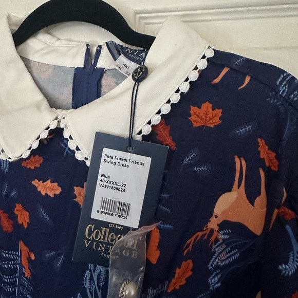 Collectif Dresses Collectif Peta Forest Friends Vintage Style Swing Dress New - Picture 2 of 6